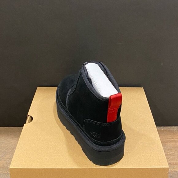 UGG Women's Neumel Platform Zip Black Ankle Short Boots Bootie Shoes Flats NEW - Picture 3 of 4